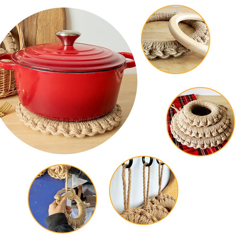 リネン製 手織り 鍋敷き ポットマット